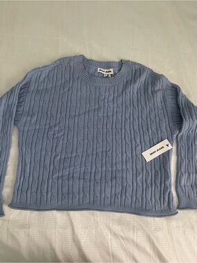 Dkny Light Blue Cable Knit Crewneck Sweater